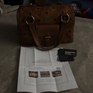 MCM mini Boston Cognac Leather with COA